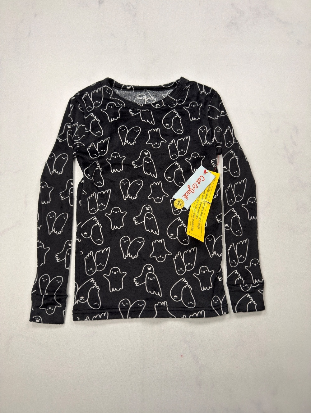 Cat & Jack Black Ghost Print Sleepwear Top  - Girls 8 NWT